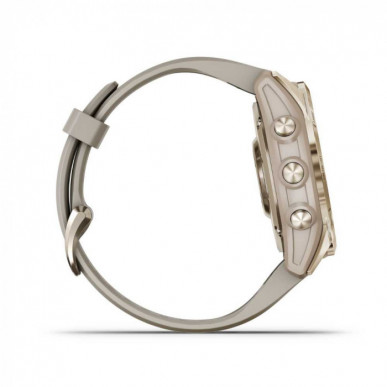 Garmin Fenix 7s Sapphire Solar Titane light gold et bracelet beige sable