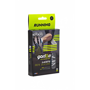 Gorilla Lacets Silicone Running Gris Silver Accroches Noires