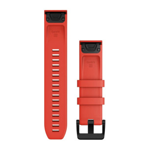Garmin Quickfit 22 Watch Band Laser Red with Black Stainless Steel Hardware