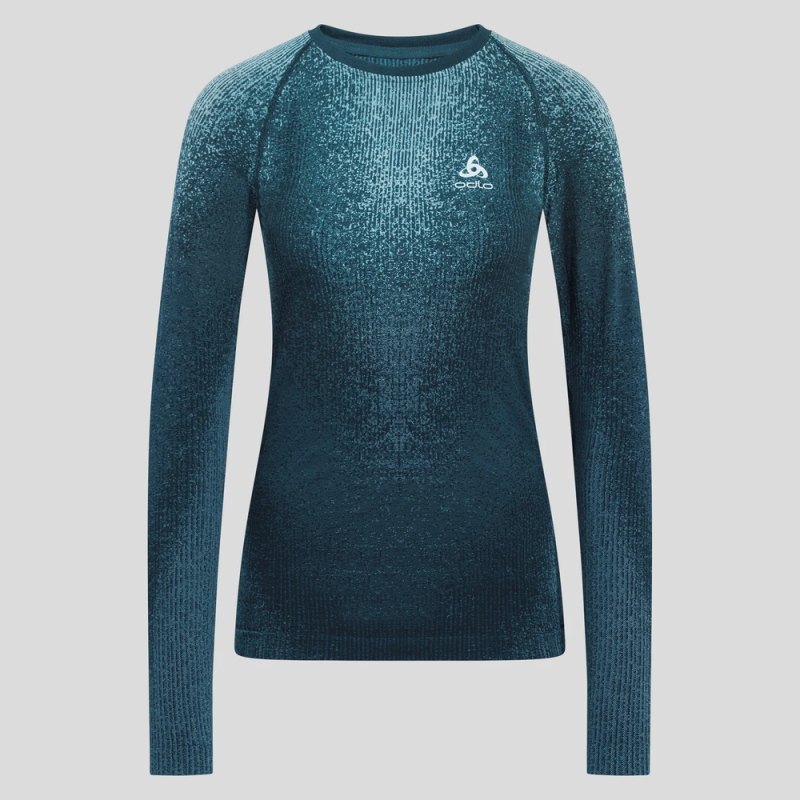 Odlo Performance Warm Blackcomb BL Top Crew Neck L/S Femme Provincial Blue