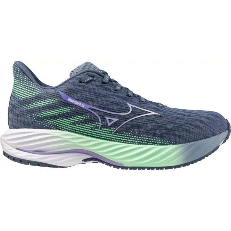 Mizuno Wave Rider 28 Femme Citadel/White/Neo Mint