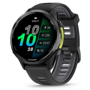 Garmin Forerunner 970 Titane Slate, Boîtier Noir, Bracelet Noir/Blanc Translucide