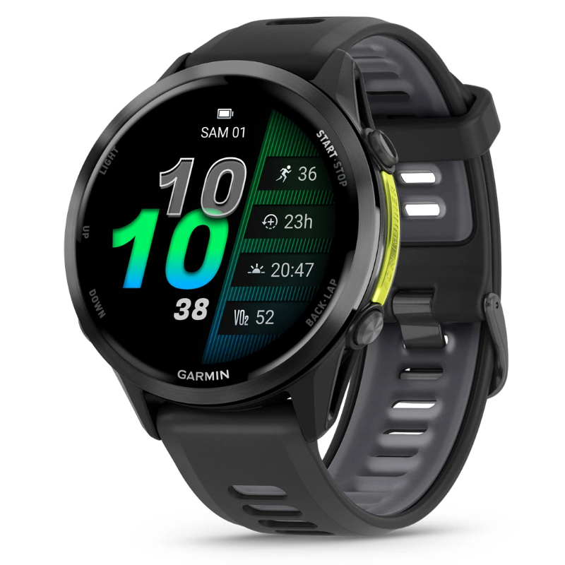 Garmin Forerunner 970 Titane Slate, Boîtier Noir, Bracelet Noir/Blanc Translucide