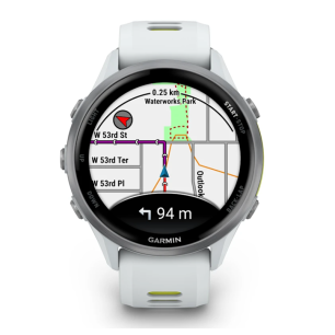 Garmin Forerunner 970 Titane Silver, Boîtier Blanc, Bracelet Blanc/Jaune Translucide