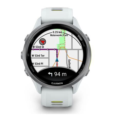 Garmin Forerunner 970 Titane Silver, Boîtier Blanc, Bracelet Blanc/Jaune Translucide
