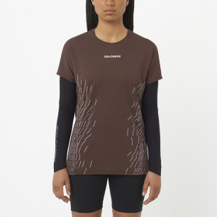 Salomon Sense Aero SS Tee GFX Femme Coffee Bean
