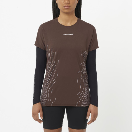 Salomon Sense Aero SS Tee GFX Femme Coffee Bean