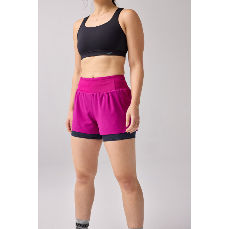 Brooks High Point 3" 2-in-1 Short 2.0 Femme Dark Fuchsia/Blue Nights