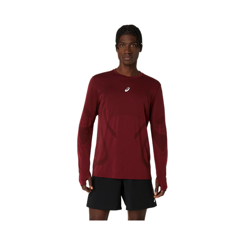 Asics Road Seamless LS Top Homme Dark Red Planet