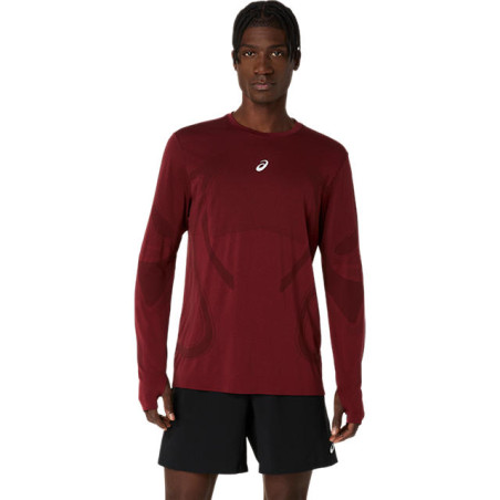 Asics Road Seamless LS Top Homme Dark Red Planet