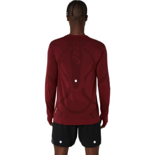 Asics Road Seamless LS Top Homme Dark Red Planet