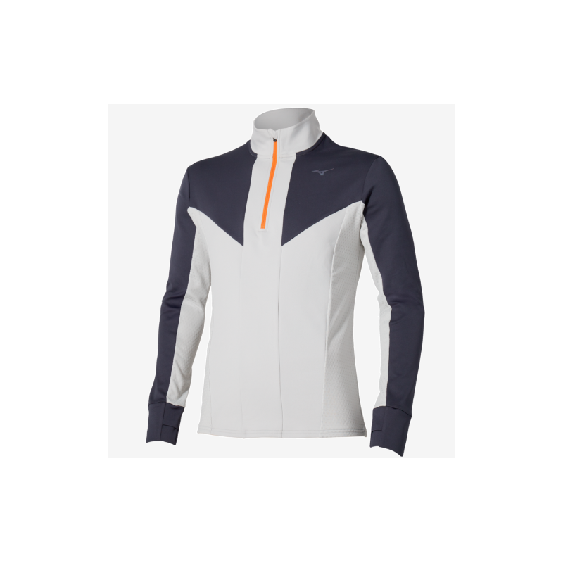 Mizuno Active Warmalite Half Zip Long Sleeve Top Homme Vapor Silver