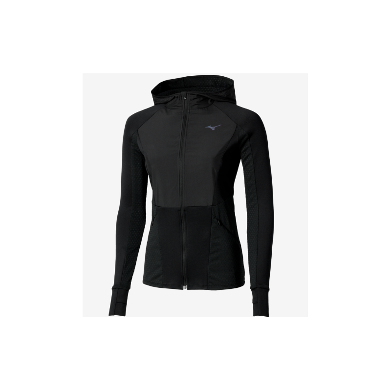 Mizuno Active Warmalite Hybrid Full Zip Hooded Long Sleeve Top Femme Black