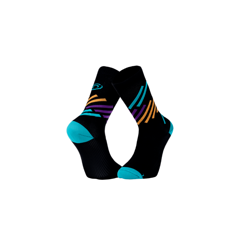 BV Sport Socquette Light Run "Haute" Miami Noir/Turquoise
