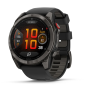 Garmin Fenix 8 Pro 51 mm AMOLED Sapphire, Titane Carbon Gray, Bracelet Silicone Noir/Gris Galet