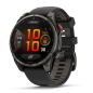 Garmin Fenix 8 Pro 47 mm AMOLED Sapphire, Titane Carbon Gray, Bracelet Silicone Noir/Gris Galet