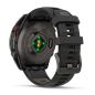 Garmin Fenix 8 Pro 47 mm AMOLED Sapphire, Titane Carbon Gray, Bracelet Silicone Noir/Gris Galet