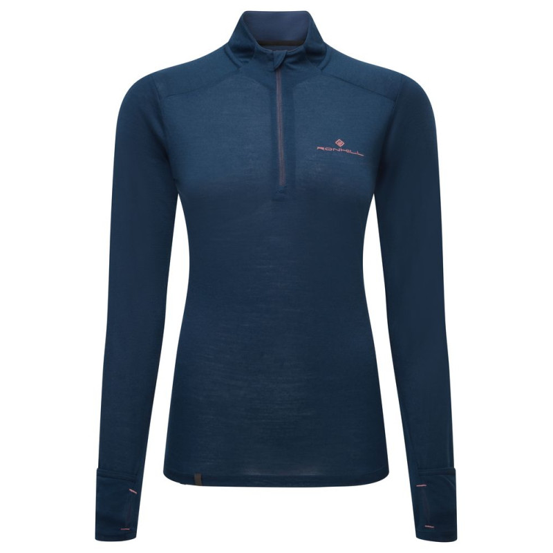 Ronhill Tech Merino 1/2 Zip Femme Dark Navy/Dusty Tulip