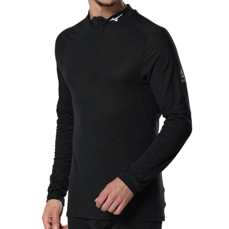 Mizuno Breath Thermo Premium Merino Wool Shirt Half Zip Homme Black