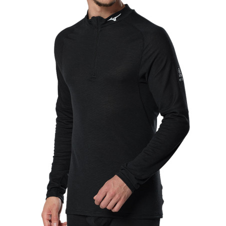 Mizuno Breath Thermo Premium Merino Wool Shirt Half Zip Homme Black