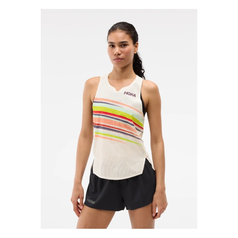 Hoka Race Day Singlet Femme Alabaster Flare
