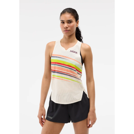 Hoka Race Day Singlet Femme Alabaster Flare