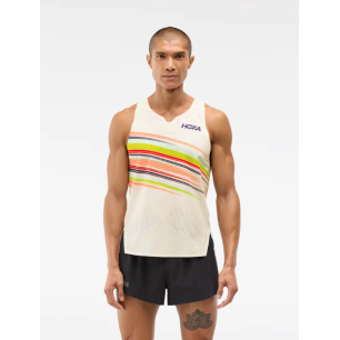 Hoka Race Day Singlet Homme Alabaster Flare