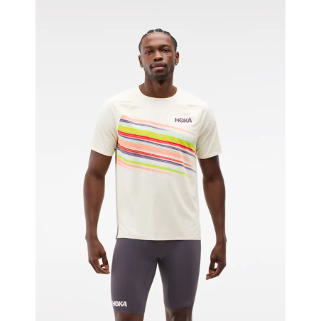 Hoka Race Day Short Sleeve Homme Alabaster Flare