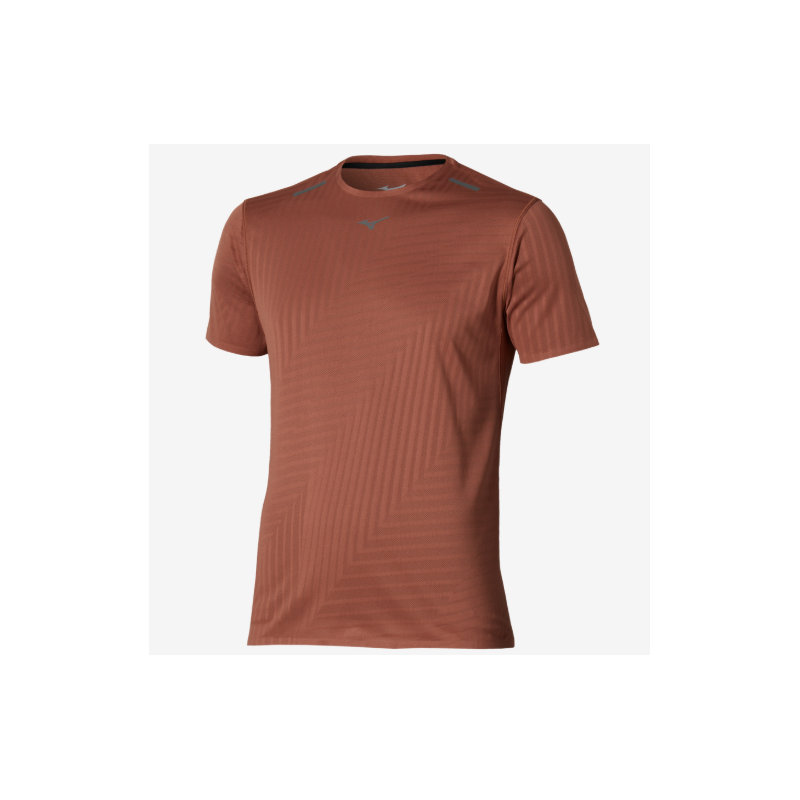 Mizuno Tech Light Short Sleeve Tee Homme Copper Brown Mizuno Tech Light Short Sleeve Tee Homme Copper Brown