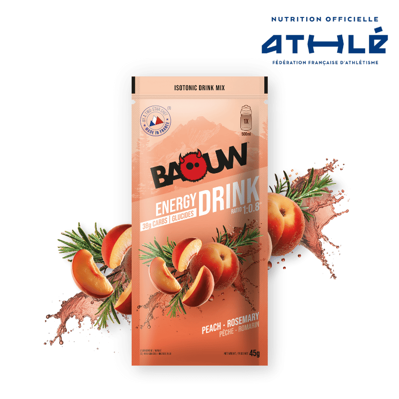 Baouw Energy Drink Sachet Individuel Pêche/Romarin