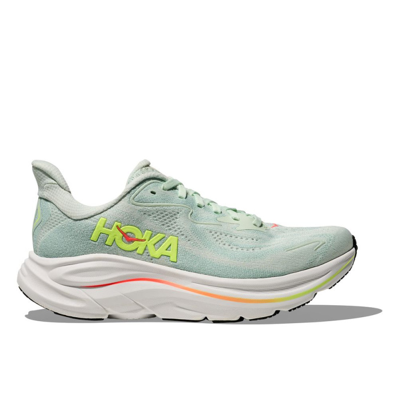 Hoka Clifton 10 Femme Sea Glass/Neon Flame