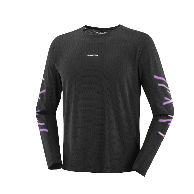 Salomon Shakeout Core LS Tee GFX Homme Deep Black