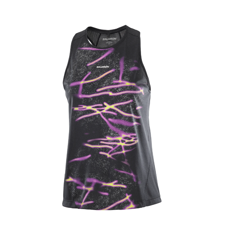 Salomon Shakeout Core Tank GFX Femme Deep Black