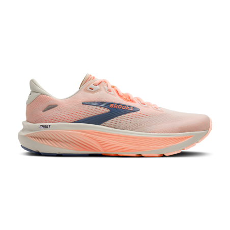 Brooks Ghost 18 Femme Star White/Cyber Peach/Grey