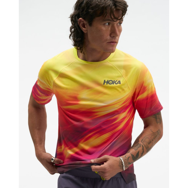 Hoka Race Day Short Sleeve Tr Prt Homme Hoka Citrus Print