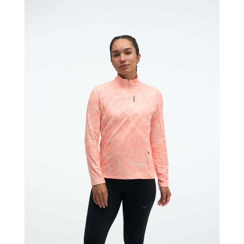 Hoka Skyform Half Zip Clf Prt Femme Sunstone Print