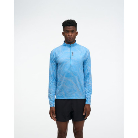 Hoka Skyform Half Zip Clf Prt Homme Mineral Blue Print