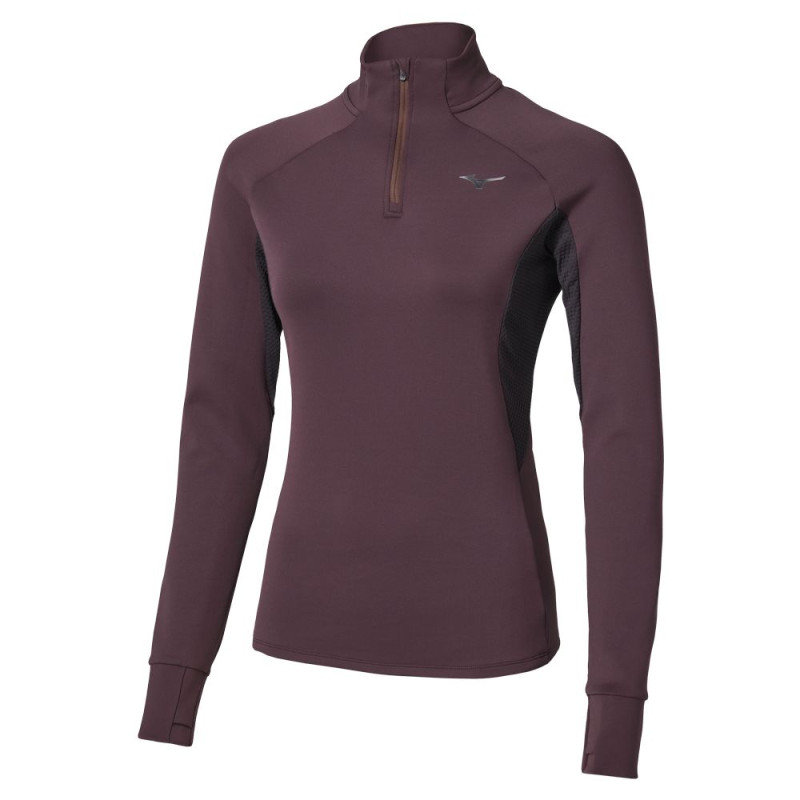 Mizuno Active Warmalite Demi-Zip Manches Longues Femme Raisin