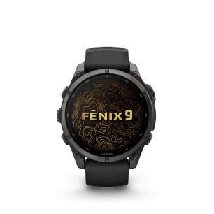 Garmin Fenix 9 47 mm Titanium avec revêtement Carbon Gray DLC et bracelet en silicone noir
