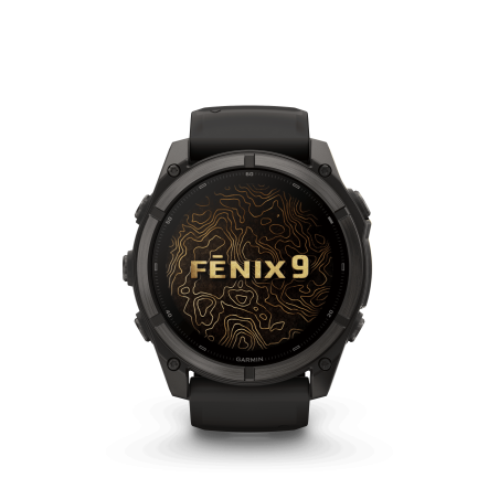 Garmin Fenix 9 51mm Titane avec revêtement Carbon Gray DLC et bracelet en silicone noir