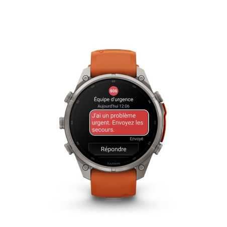 Garmin Fénix 9 Pro – inReach, 47 mm Titanium, Bracelet Silicone Ocre/Orange