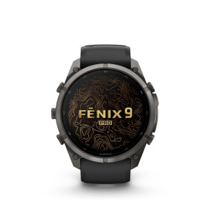 Garmin Fenix 9 Pro Titane Avec Revêtement Carbon Gray DLC Et Bracelet En Silicone Noir/Gris Galet
