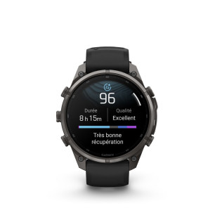 Garmin Fenix 9 Pro – 47mm Titane Avec Revêtement Carbon Gray DLC, Bracelet En Silicone Noir/Gris Galet
